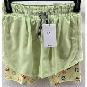 NWT Nike Shorts Girls Large Dri-FIT Tempo 2-in-1 Mongram Running Lime Ice $32.00